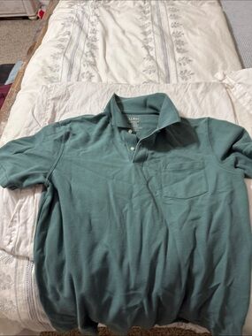 L.L. Bean Men's Teal-Green Polo with Chest Pocket